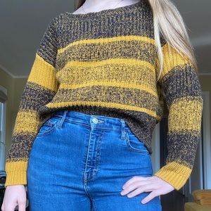 BDG Knitted Yellow/Black Block Sweater - Size S